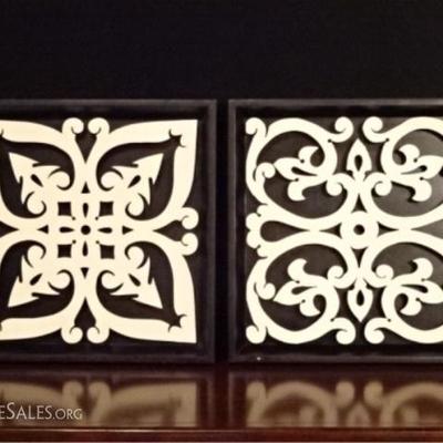 LOT 56C: 2 FRAMED STENCIL CUT PLAQUES