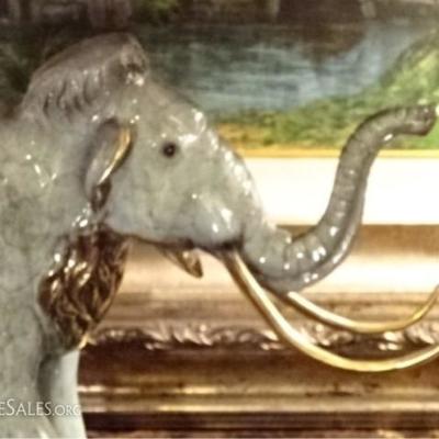 LOT 64B: LARGE PATINATED BRONZE MAMMOTH SCULPTURE