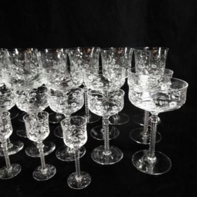 LOT 96D: 38 PC ANTIQUE CRYSTAL STEMWARE