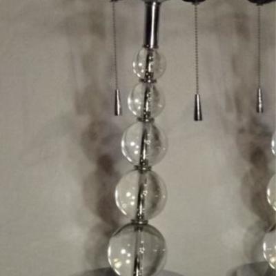 LOT 62: PAIR CLEAR ACRYLIC ORB LAMPS