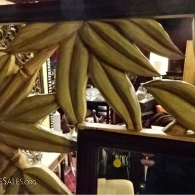 LOT 55B: HUGE BAMBOO MOTIF WOOD MIRROR