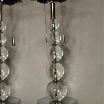 LOT 62: PAIR CLEAR ACRYLIC ORB LAMPS