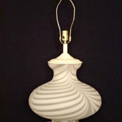 LOT 90A: MID CENTURY WHITE ART GLASS LAMP