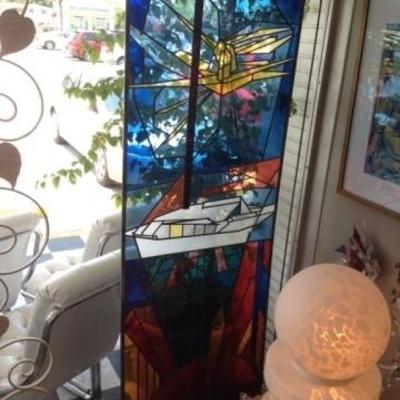 LOT 31C: LARGE JACKSON HALL ART GLASS STAINED GLASS PANEL