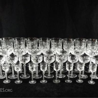 LOT 96D: 38 PC ANTIQUE CRYSTAL STEMWARE