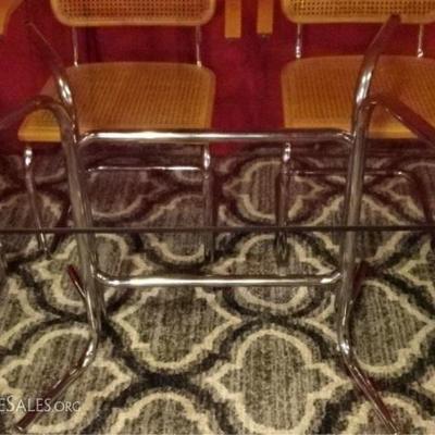 LOT 48: 7 PC CHROME DINING TABLE AND 6 MARCEL BREUER STYLE CHAIRS