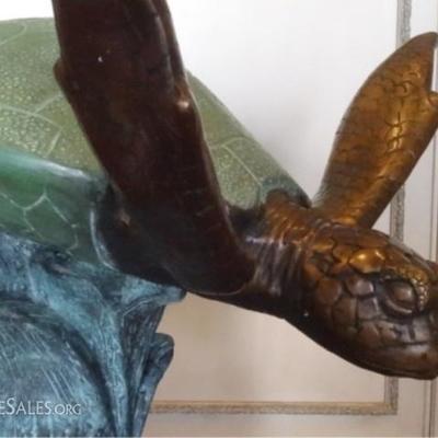 LOT 103: BRONZE SEA TURTLE SCULPTURE