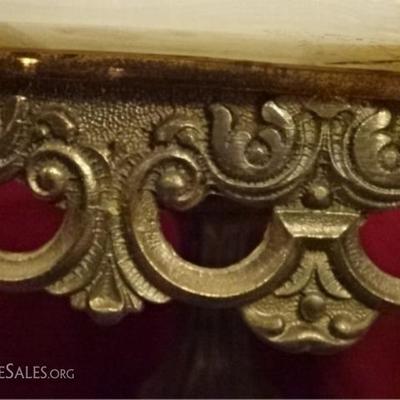LOT 109C: PAIR ONYX AND BRASS TABLES, MID CENTURY