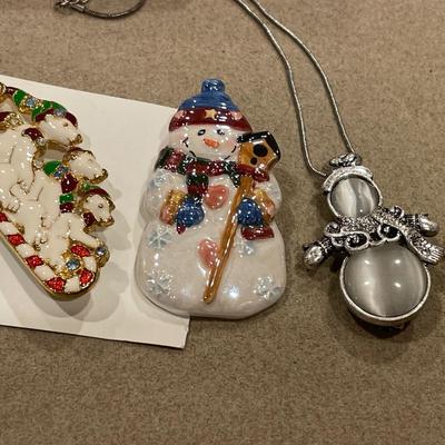Fun winter pins and necklaces