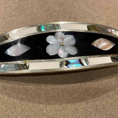 Alpaca silver mother of pearl barrette