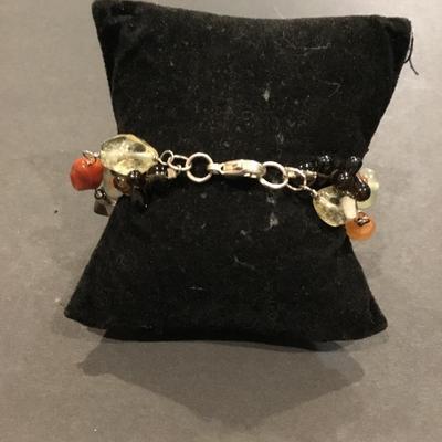 Beautiful stone bead bracelet, silver toned, healing stone bracelet