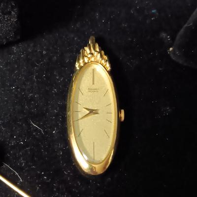 SEIKO WATCH PENDANT AND GOLD TONE JEWELRY