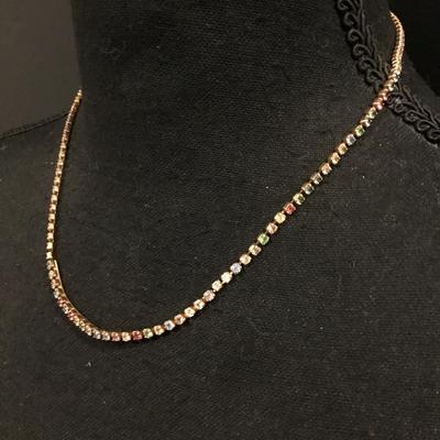 Pretty vintage, multi colored rhinestone necklace