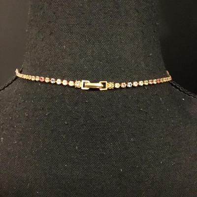 Pretty vintage, multi colored rhinestone necklace