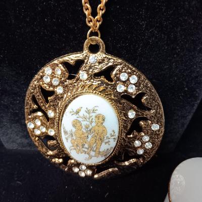 CHERUB PENDANT NECKLACES AND A TRINKET BOX