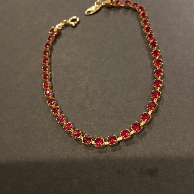 Vintage red rhinestone Avon tennis bracelet