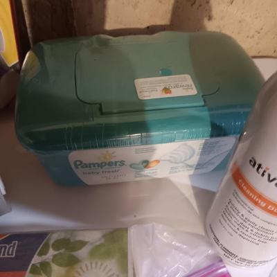 NEW RUBBER GLOVES AND OTHER CLEANING ITEMS