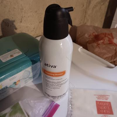 NEW RUBBER GLOVES AND OTHER CLEANING ITEMS