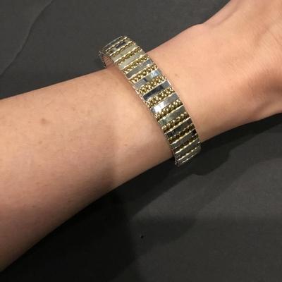 Vintage, silver and gold, toned expandable stretch bracelet