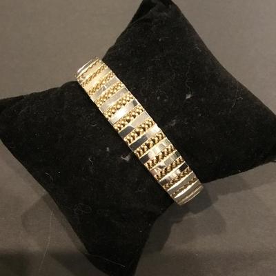 Vintage, silver and gold, toned expandable stretch bracelet