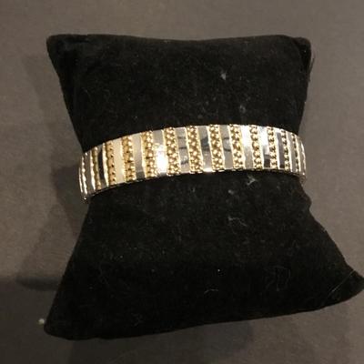 Vintage, silver and gold, toned expandable stretch bracelet