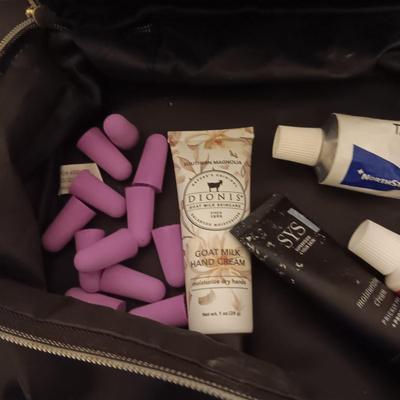 BEAUTY PRODUCTS AND A MAKEUP BAG