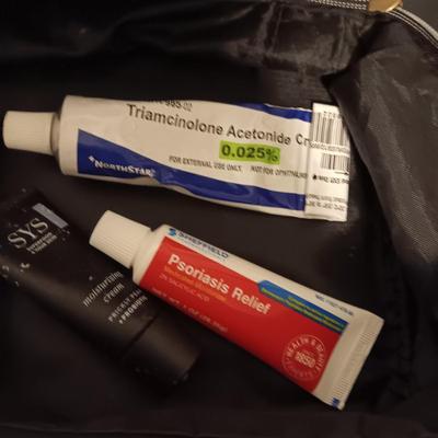 BEAUTY PRODUCTS AND A MAKEUP BAG