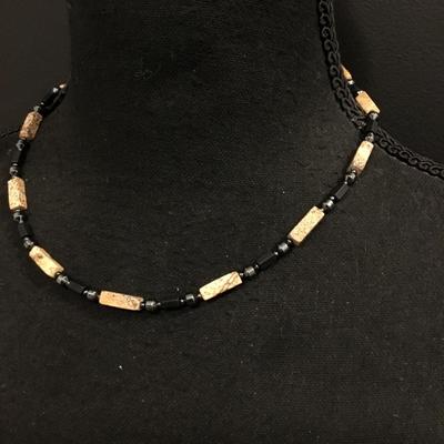 Stone bead necklace, 925 sterling silver clasp