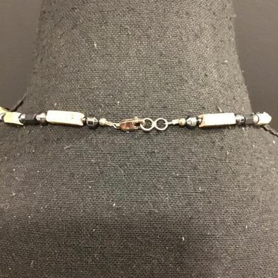 Stone bead necklace, 925 sterling silver clasp