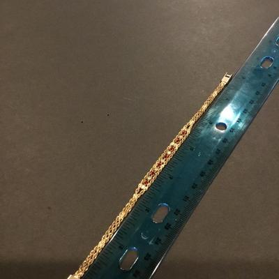 Vintage, gold tone, chain rhinestone bracelet, mid century