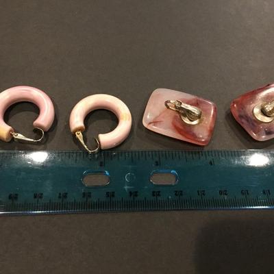 Vintage Lucite, type plastic earrings two pairs