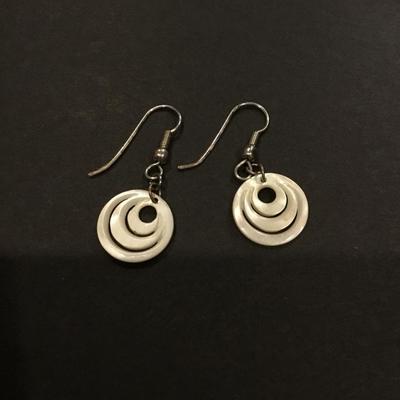 Vintage mother of pearl shell curved dangle earrings