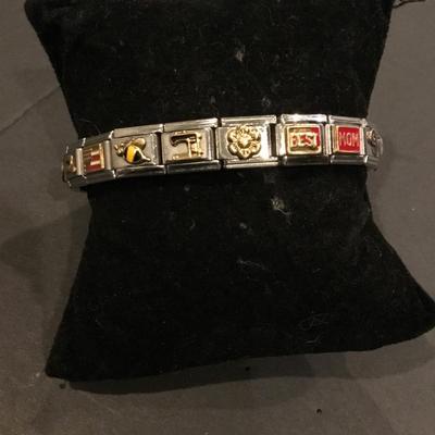 Stainless steel stretch charm bracelet