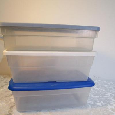 3 plastic storage containers with lids #1