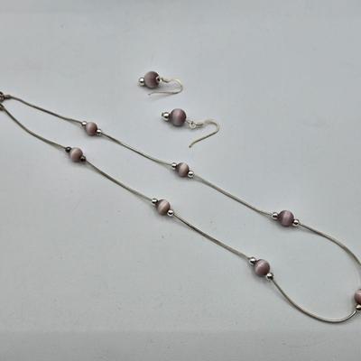 LOT 46: 16 inch Sterling Silver Necklace with Matching Earrings, 20 inch Chain with Pendant, and 18 inch Chain/ 14.9 total