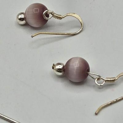 LOT 46: 16 inch Sterling Silver Necklace with Matching Earrings, 20 inch Chain with Pendant, and 18 inch Chain/ 14.9 total