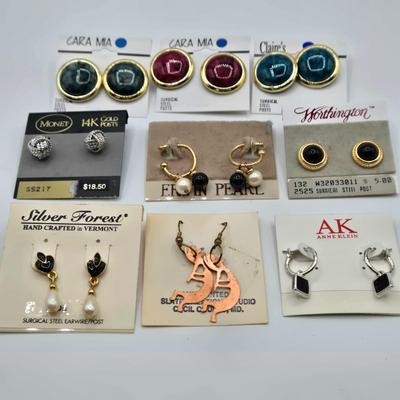 LOT 55: Variety of Fashionable Pierced Earrings- Monet, Anne Klein and more