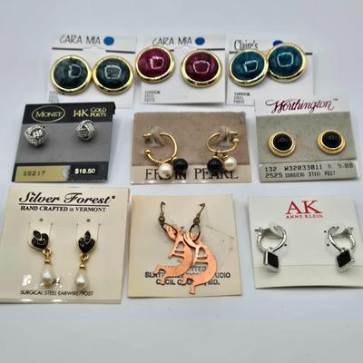 LOT 55: Variety of Fashionable Pierced Earrings- Monet, Anne Klein and more