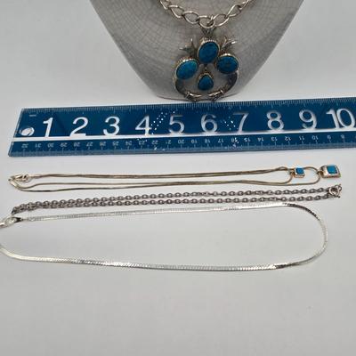 LOT 58: Silver-tone Necklaces with Faux Turquoise Charms
