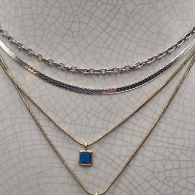 LOT 58: Silver-tone Necklaces with Faux Turquoise Charms