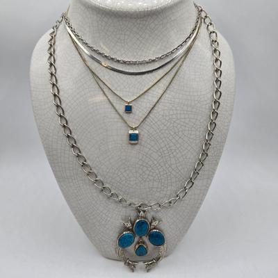 LOT 58: Silver-tone Necklaces with Faux Turquoise Charms