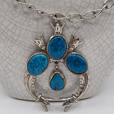 LOT 58: Silver-tone Necklaces with Faux Turquoise Charms