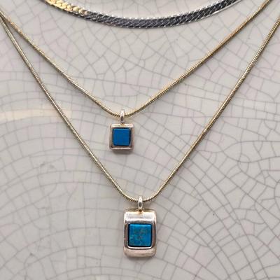 LOT 58: Silver-tone Necklaces with Faux Turquoise Charms