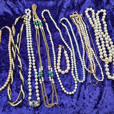 LOT 62: Variety of Faux Pearl Neclaces and More