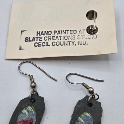 LOT 63: Dragonfly Pin, Hand-Painted Cardinal Pin with Matching Earrings, Gold-tone Avon Bracelet, and More