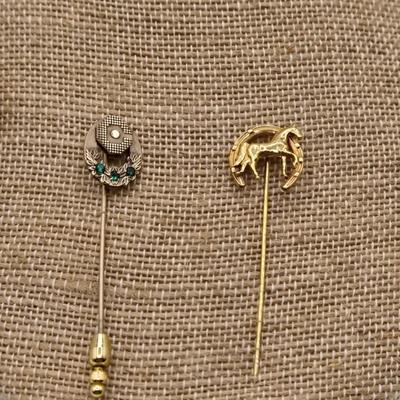 LOT 66: FOUR Gold Filled Stick Pins Including Beautiful Cameo and More