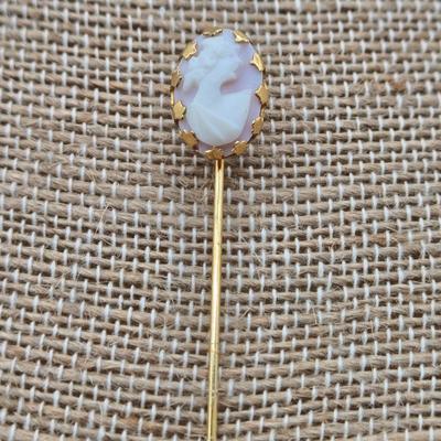 LOT 66: FOUR Gold Filled Stick Pins Including Beautiful Cameo and More