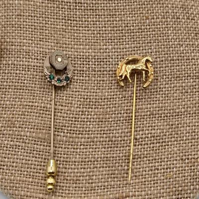 LOT 66: FOUR Gold Filled Stick Pins Including Beautiful Cameo and More