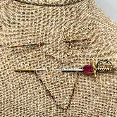 LOT 67: Vintage Stick / Tie Pins: Swords & More