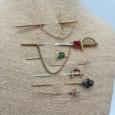 LOT 67: Vintage Stick / Tie Pins: Swords & More